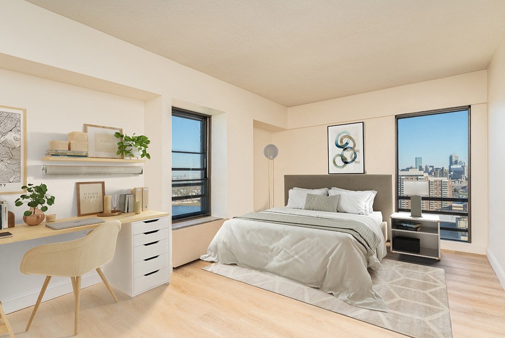 Babcock tower renovated apartment with amazing skyline views of Downtown Boston- staged